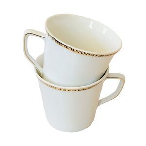 Vintage Seltmann Weiden Bavarian Gold Rimmed Porcelain Tea Cups Set Of Two